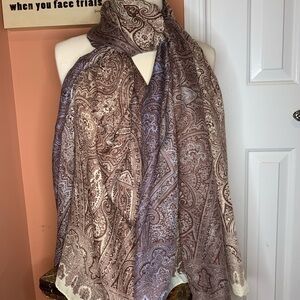 Paisley Print Scarf  38X76 Brown, Blue Tan